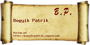 Begyik Patrik névjegykártya